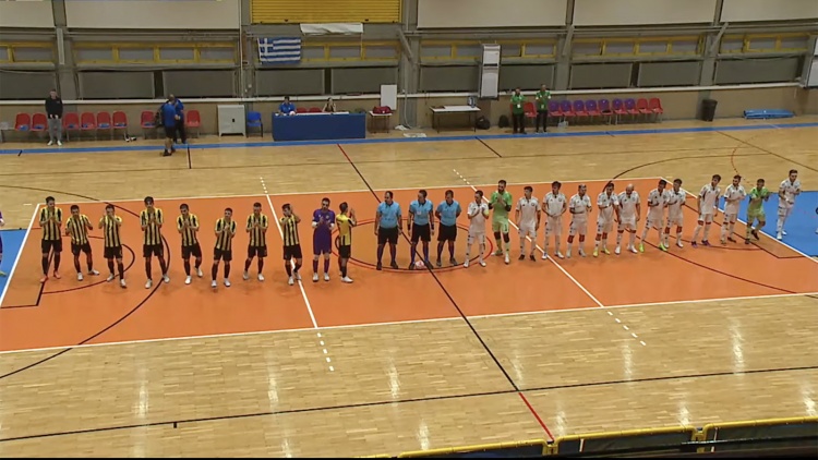 Futsal: Ή&tau;&tau;&alpha; &gamma;&iota;&alpha; &tau;&omicron;&nu; &Pi;&alpha;&nu;&alpha;&theta;&eta;&nu;&alpha;ϊ&kappa;ό &sigma;&tau;&omicron; &nu;&tau;έ&rho;&mu;&pi;&iota; &mu;&epsilon; &tau;&eta;&nu; &Alpha;&Epsilon;&Kappa; (vid)